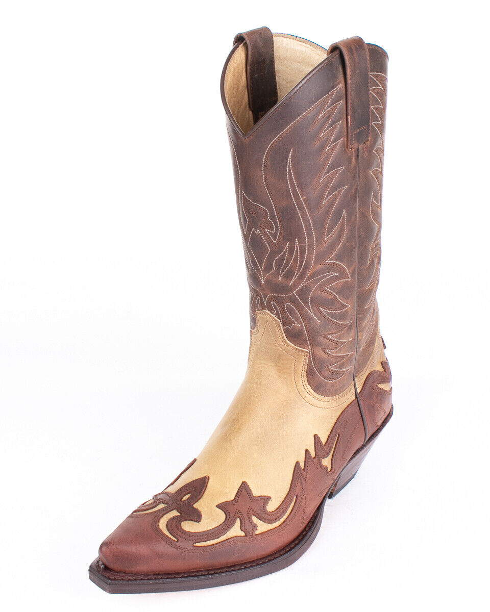 Sendra Boots Leder Cowboy Stiefel 3241 Sprinter 7004 Mad Dog Hueso Unisex Braun