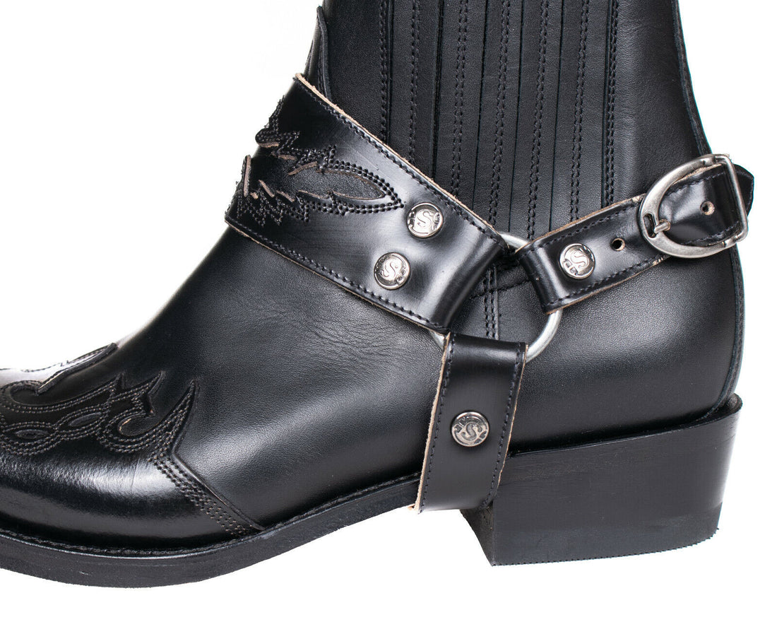 Sendra Boots 7811 Flora Pull Oil Negro Biker Echt Leder Stiefel Unisex Schwarz