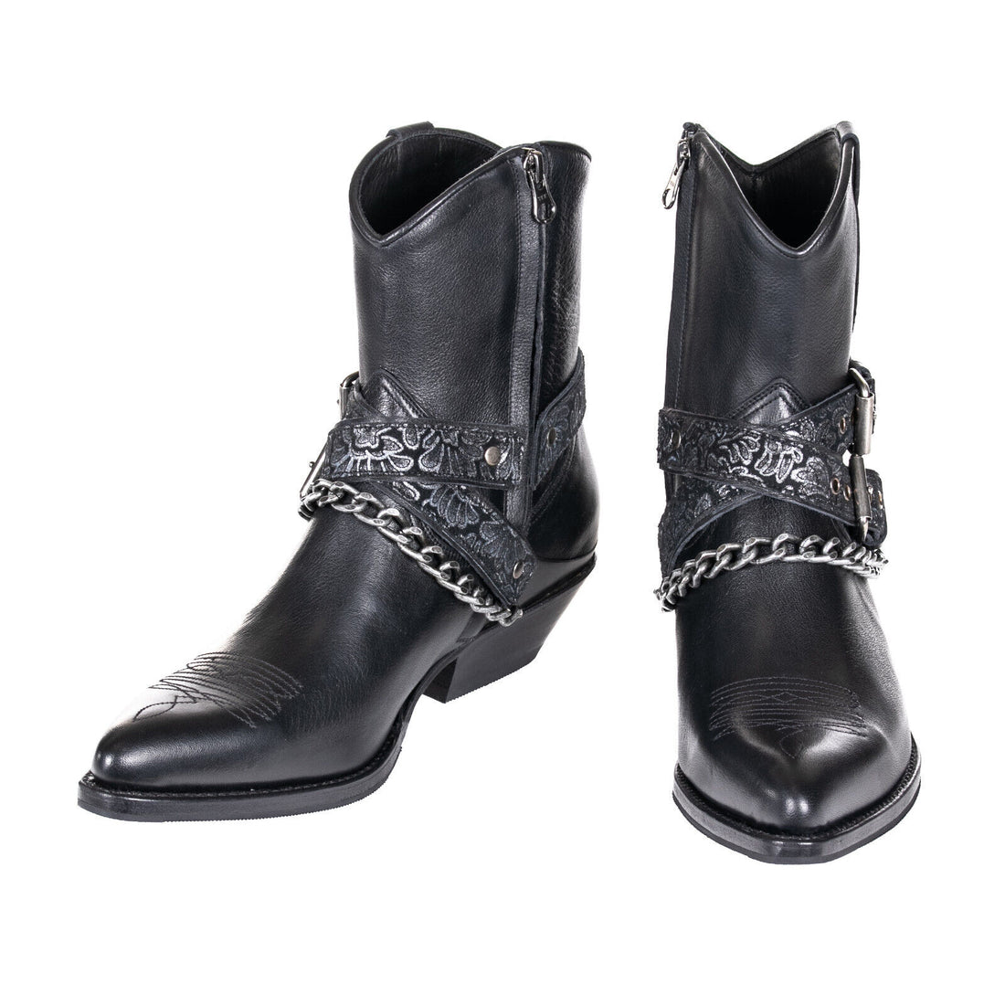 Sendra Boots 17366 Salvaje Negro Western Stiefellette mit Kette Damen Schwarz